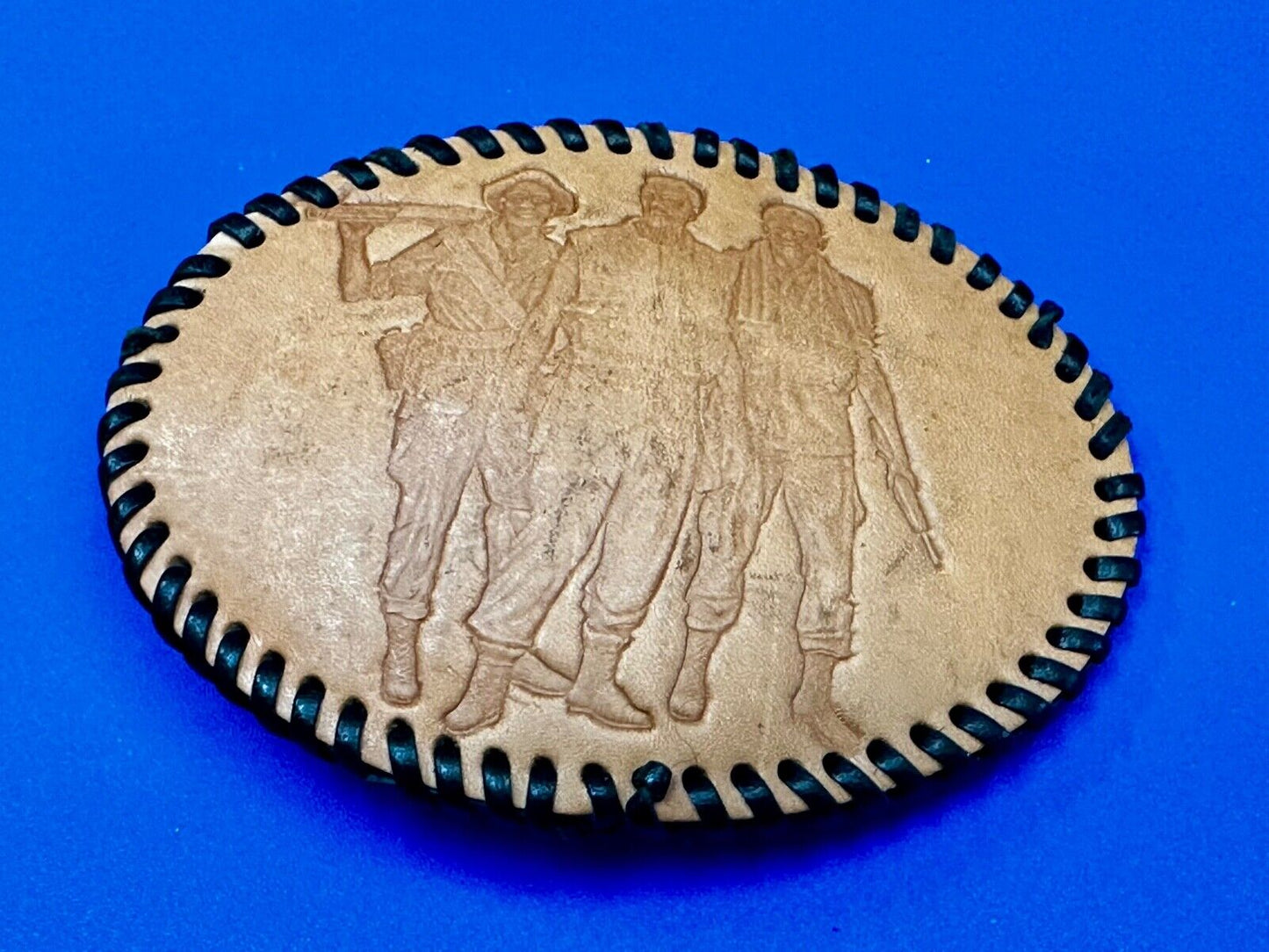 Three Soldiers Statue Vietnam War Memorial Leather Washington DC Belt Buckle
