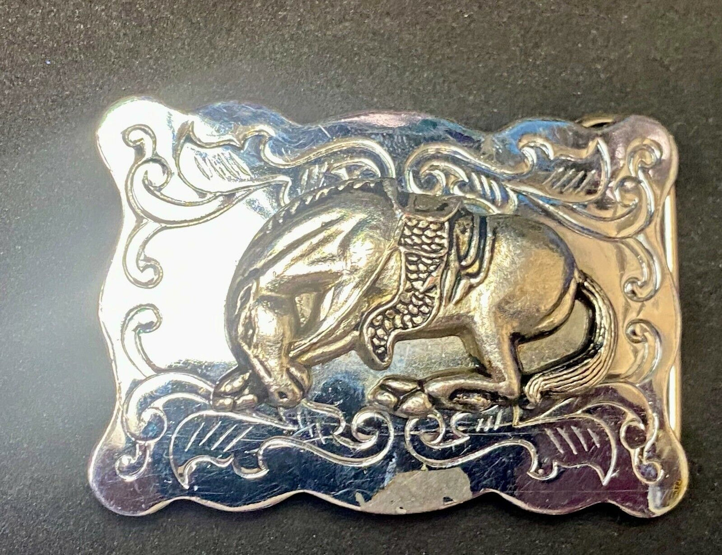 2.5" Wide Small End Of The Trail Horse In Saddle Western Belt Buckle