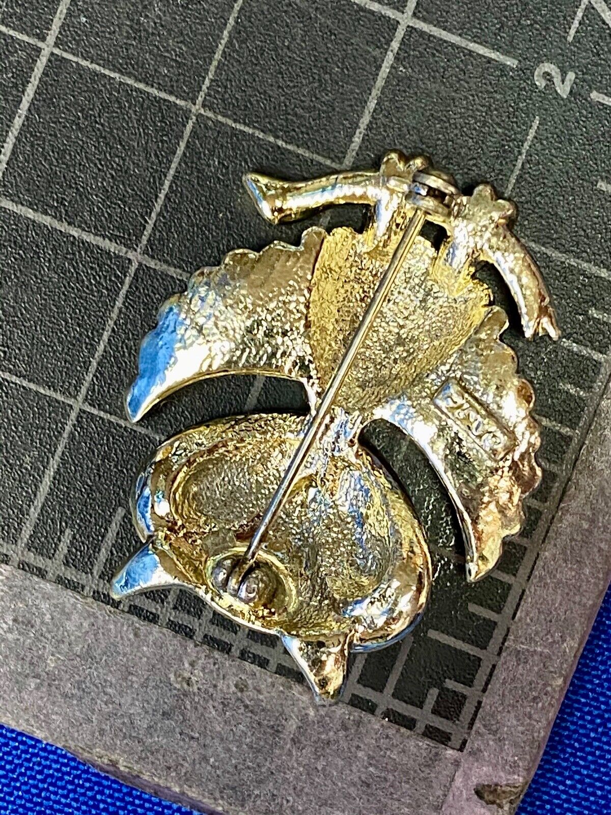 Vintage AJC Signed Owl Bird Brooch Pin Gold Tone Costume Jewelry