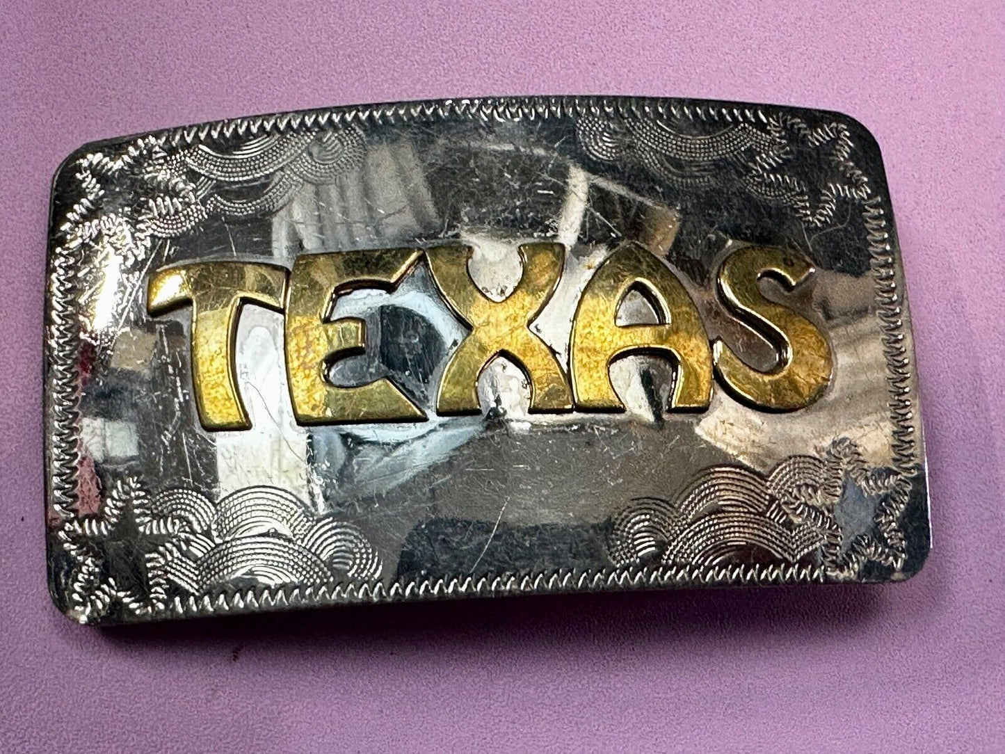 The Great State of Texas two tone German Silver rectangular Belt Buckle