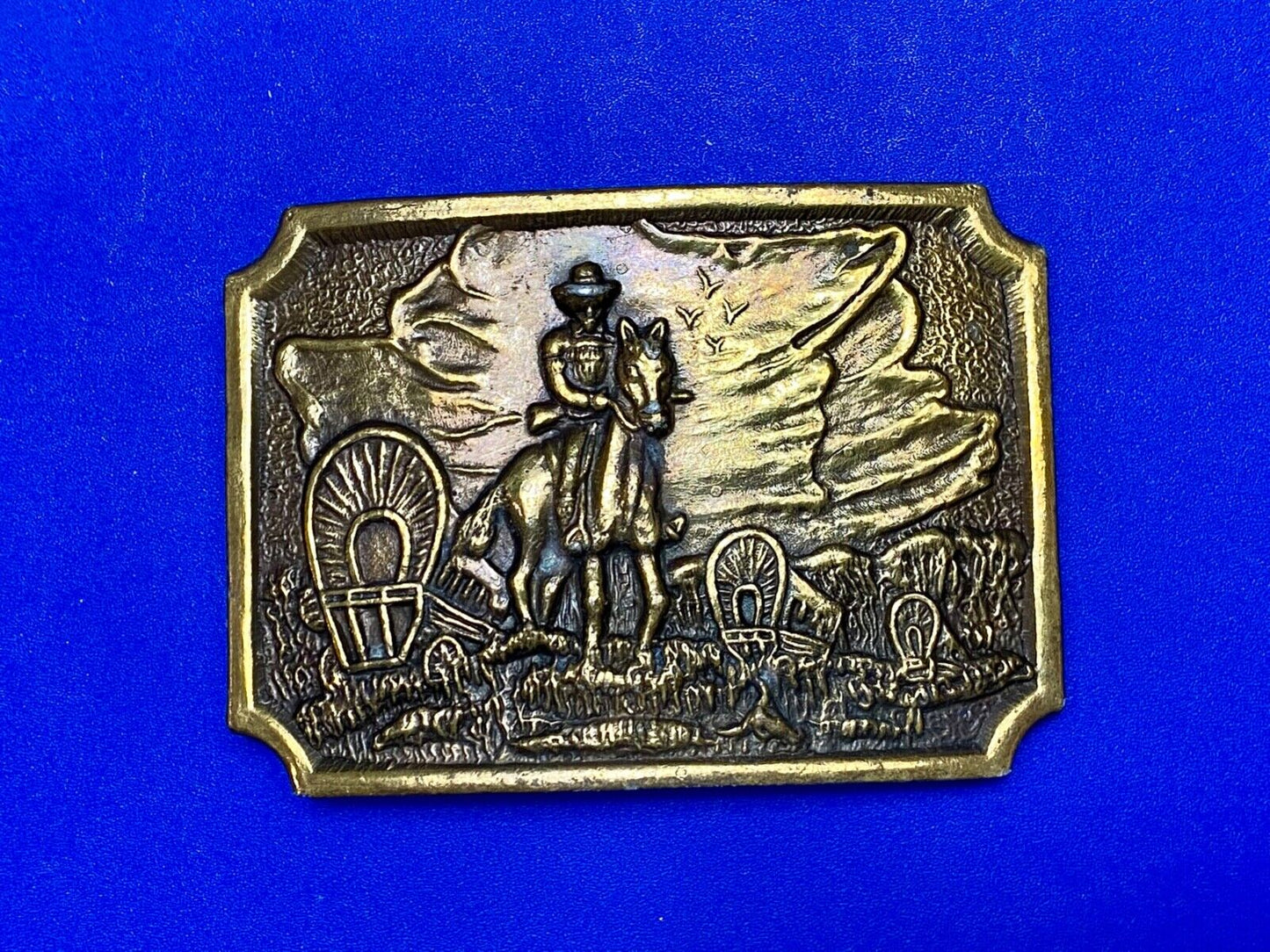 Tall in the Saddle Art Western Horse and Cowboy way of life! Vintage belt buckle