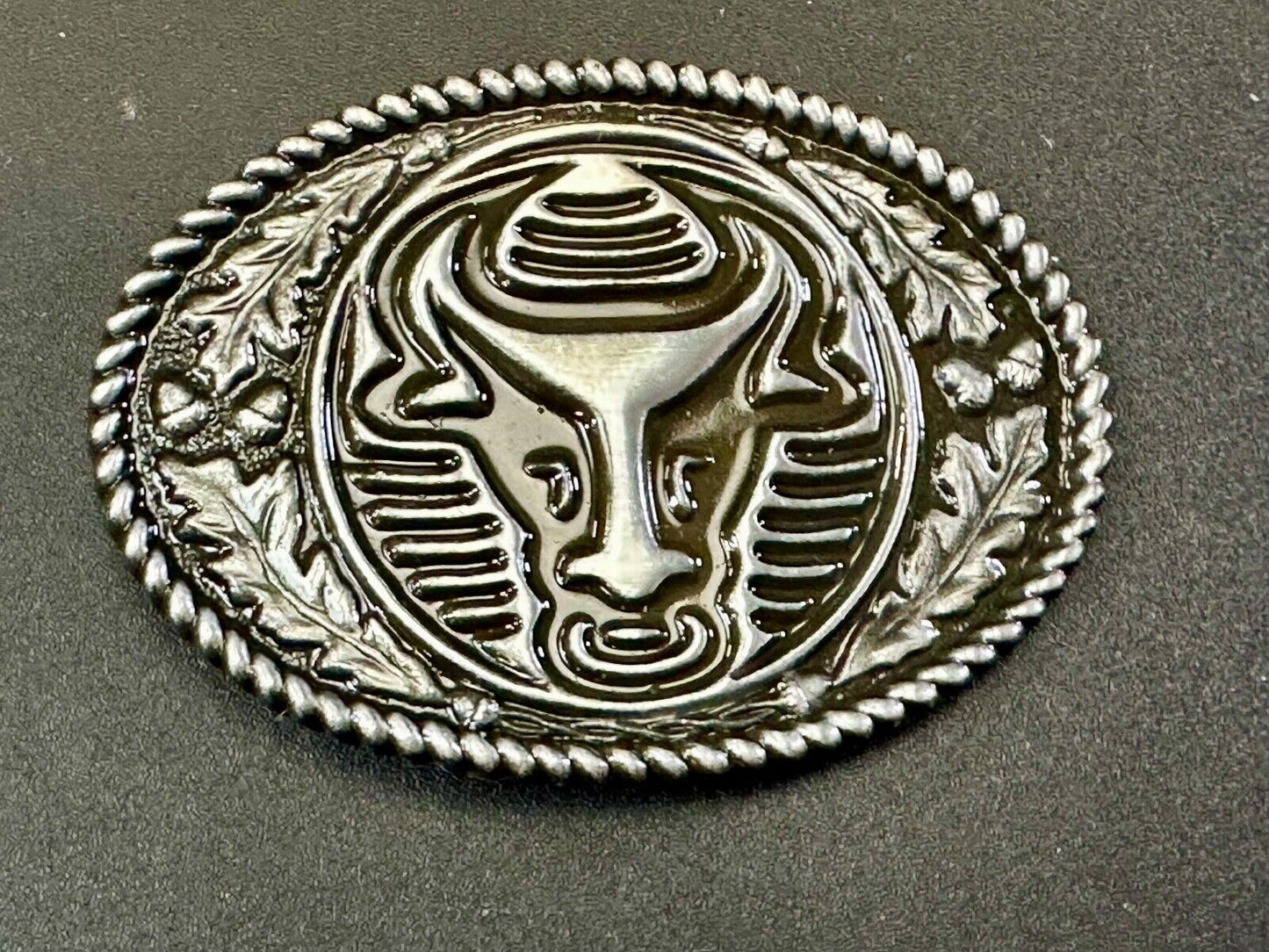 The Longhorn cow steer with nose ring Vintage rope boarder belt buckle