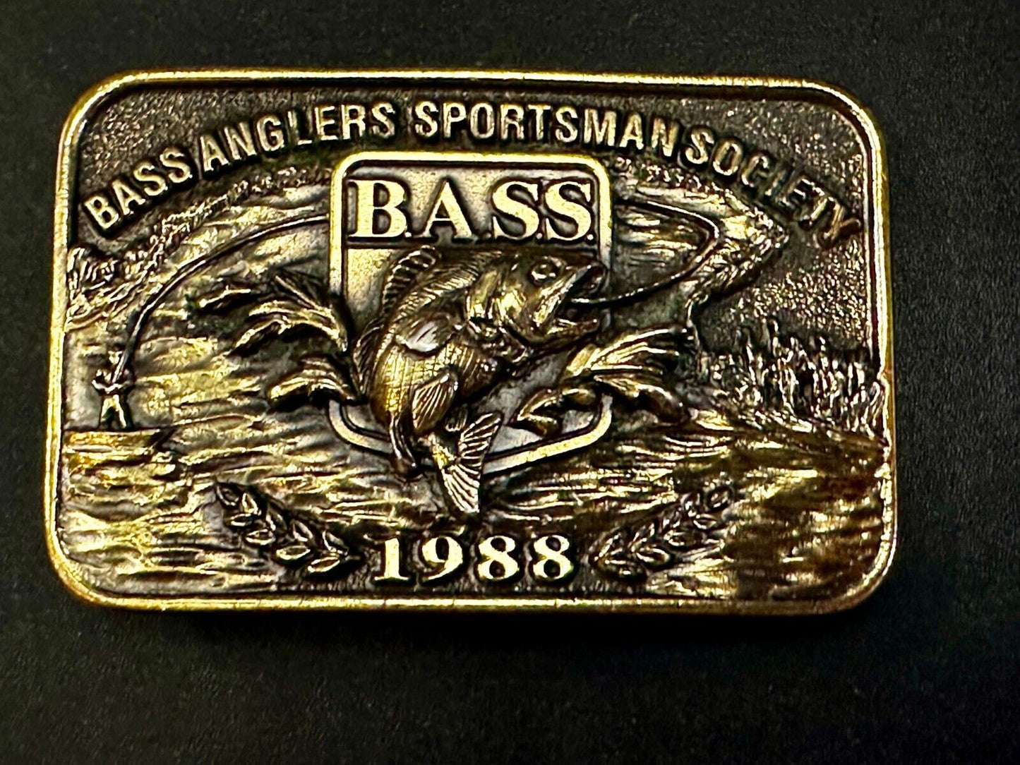 1988 Bass Anglers Sportsman Society Club Great American Belt Buckle