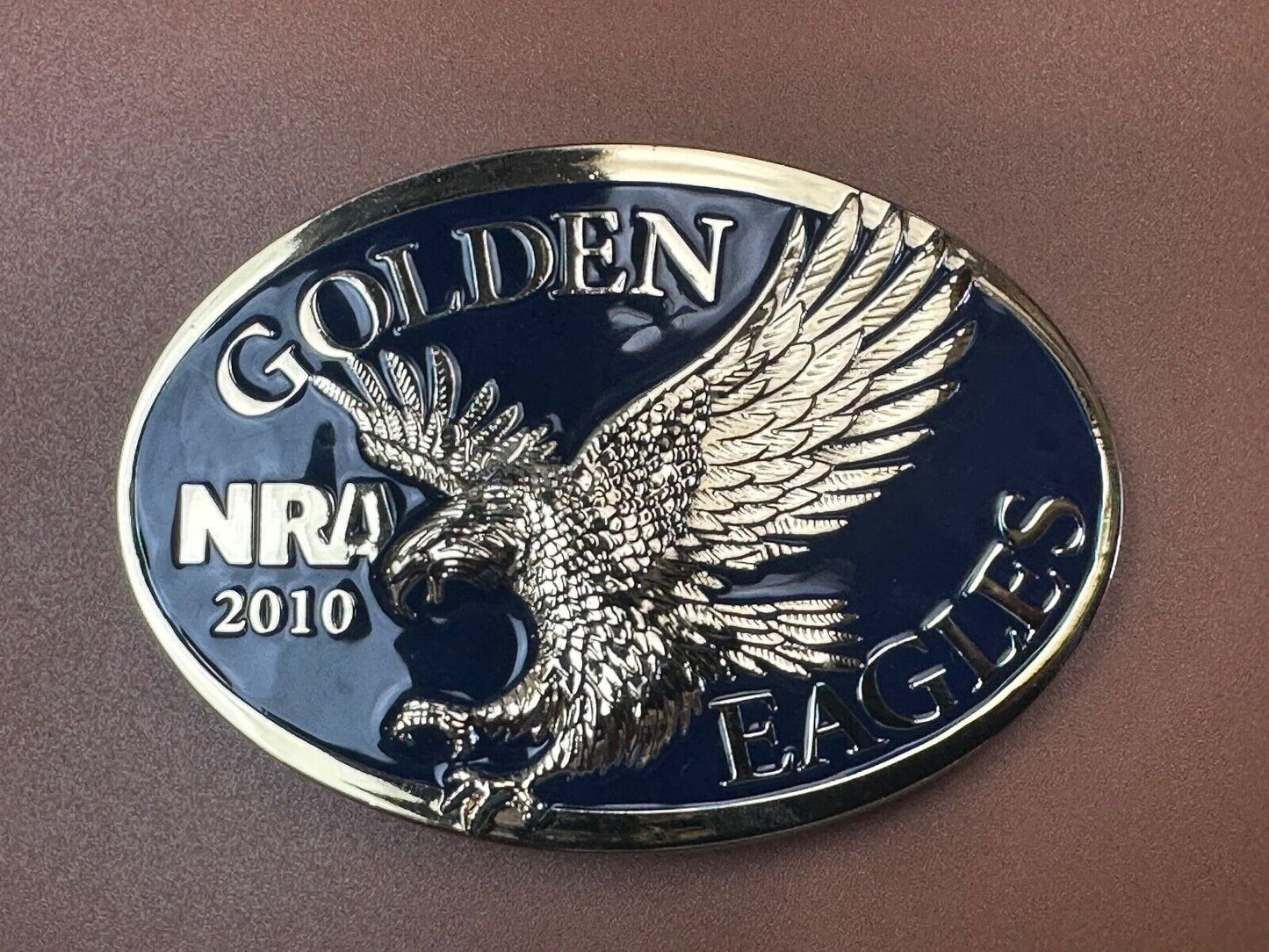 2010 Commemorative Golden Eagles NRA belt buckle in box - Vote Gun Rights