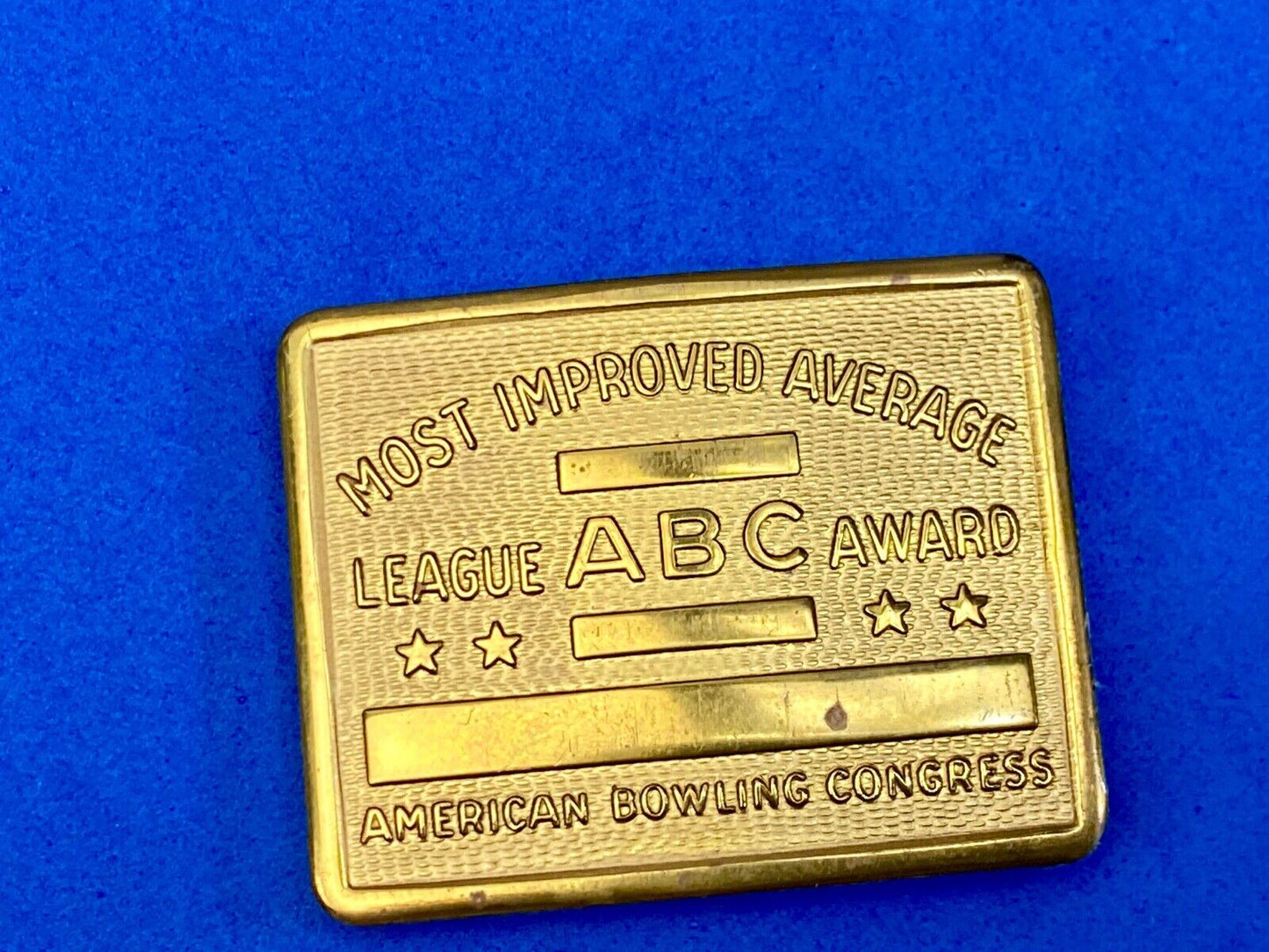 Vintage 70s AMERICAN BOWLING CONGRESS Most Improved ABC LEAGUE AWARD BELT BUCKLE