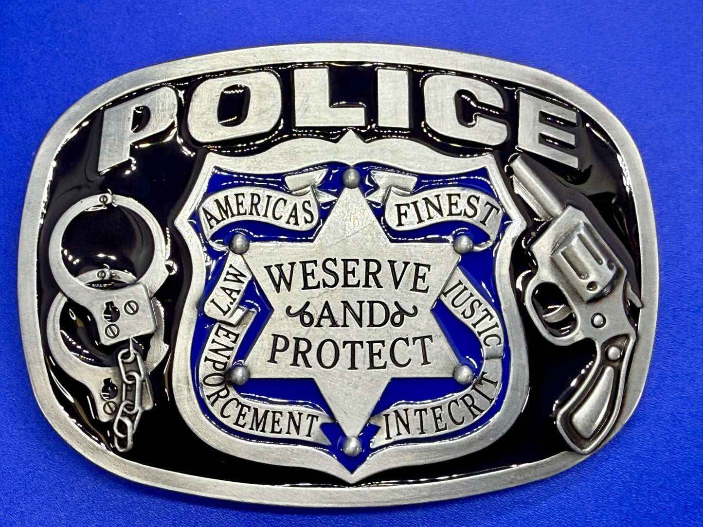 AMERICAS FINEST POLICE We Serve Protect Law Enforcement Commemorate Belt Buckle