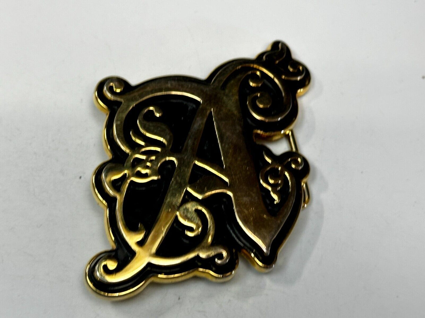 The Scarlet Letter A -Initial - Ornate Font - gold color cutout Belt Buckle