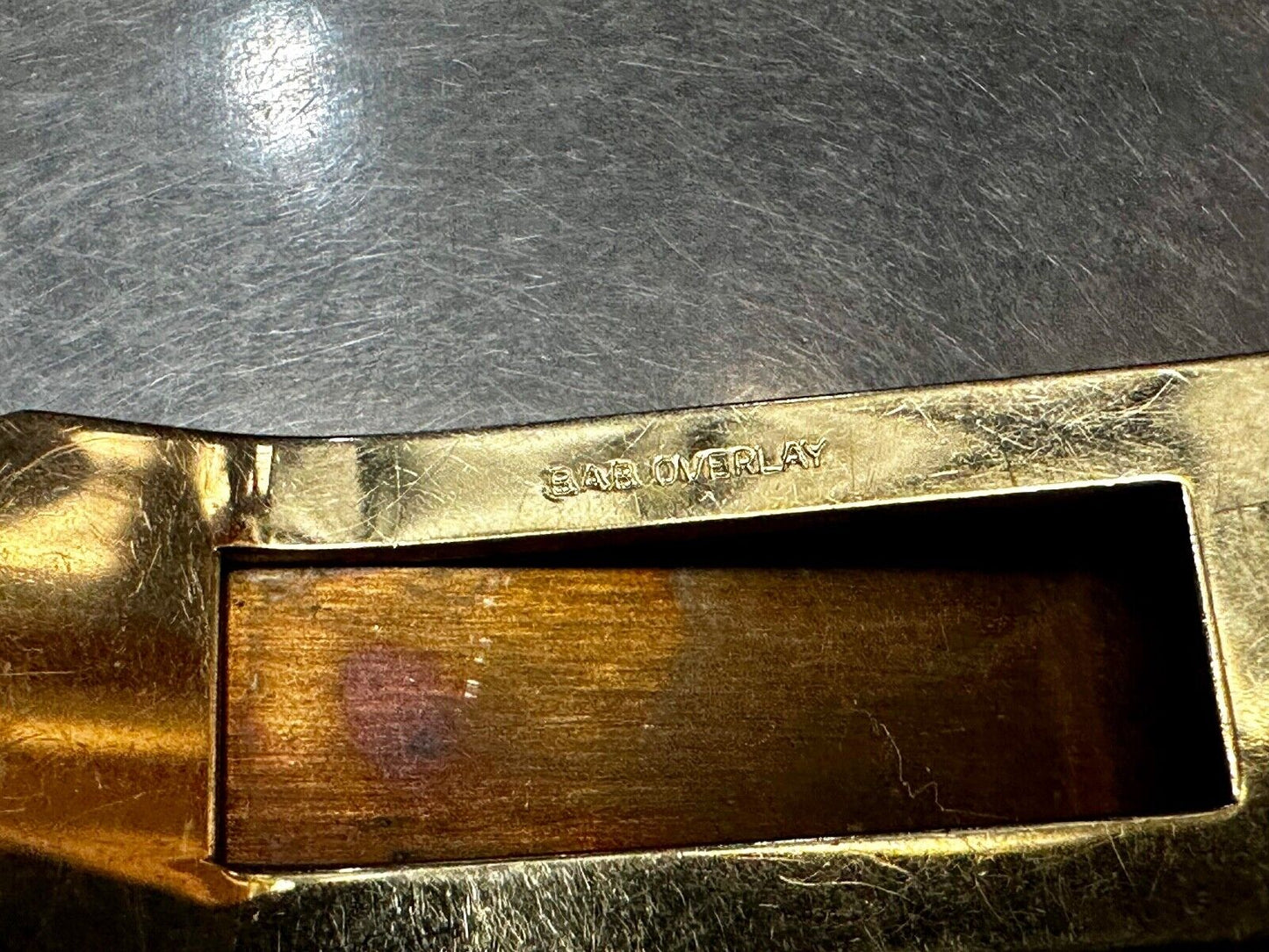 Vintage B.A.Ballou Gold B.A.B. Overlay Engraved Money Clip Holder