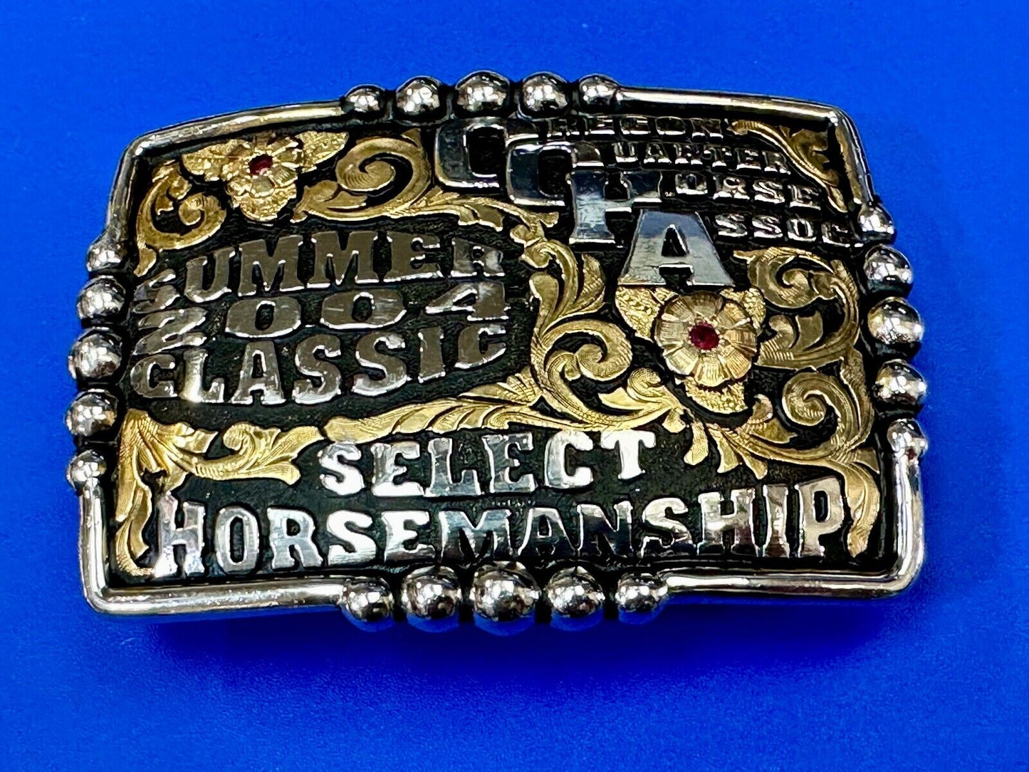 2004 Classic Select horsemanship CQHA Trophy belt buckle by Bob Berg