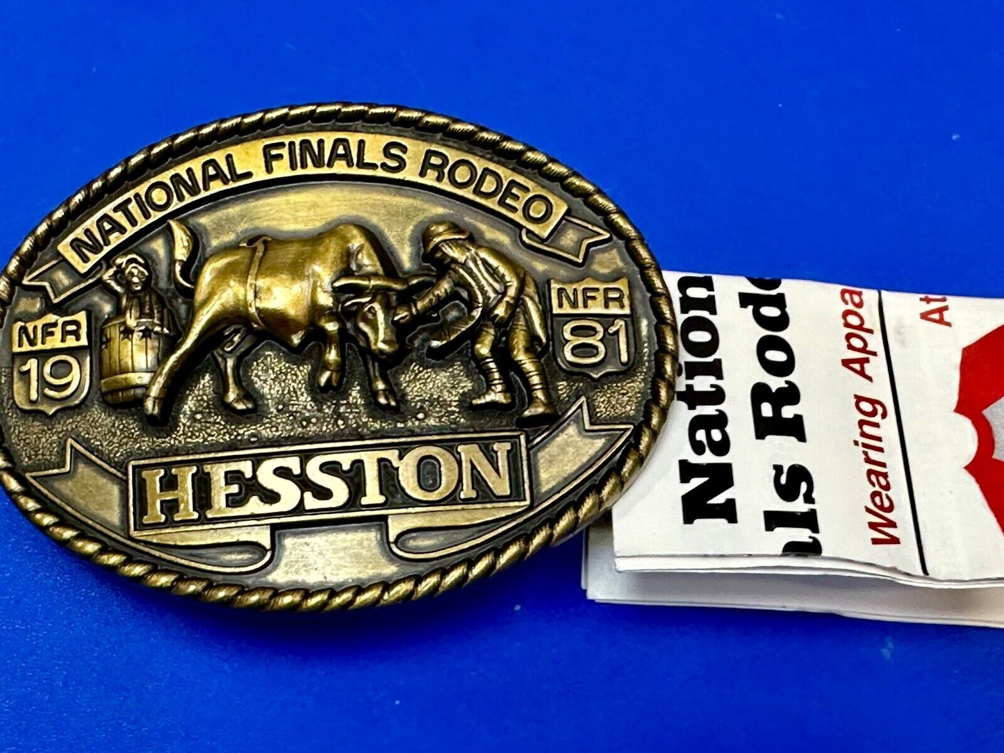 1981 Hesston National Finals Rodeo NFR Collectors Rodeo Cowboy NOS Belt Buckle