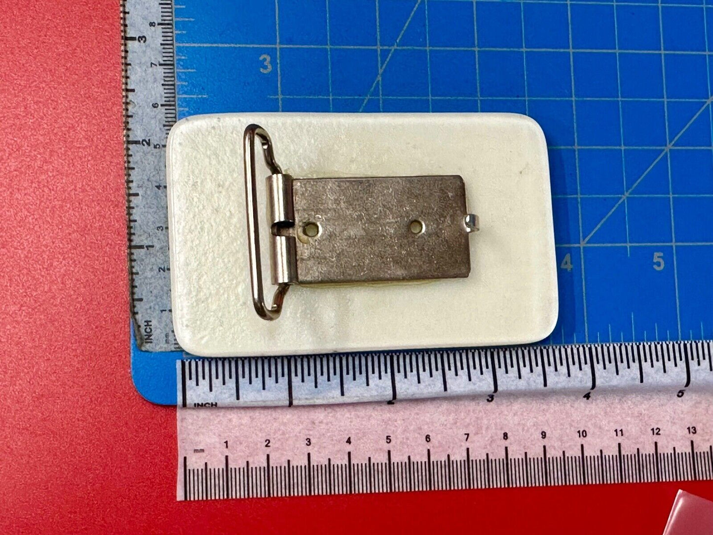 Artisan painting glossy porcelain? rectangular white & green color belt buckle