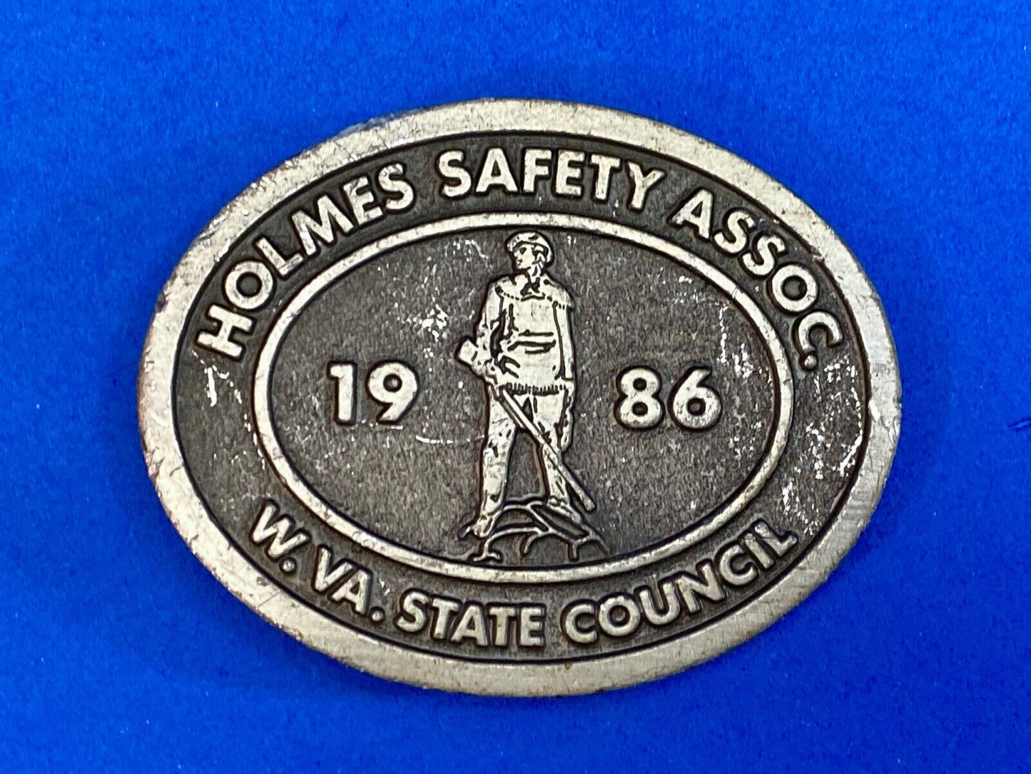 Vintage 1986 Holmes Safety Assn. West Virginia Council Belt Buckle Fox Adds