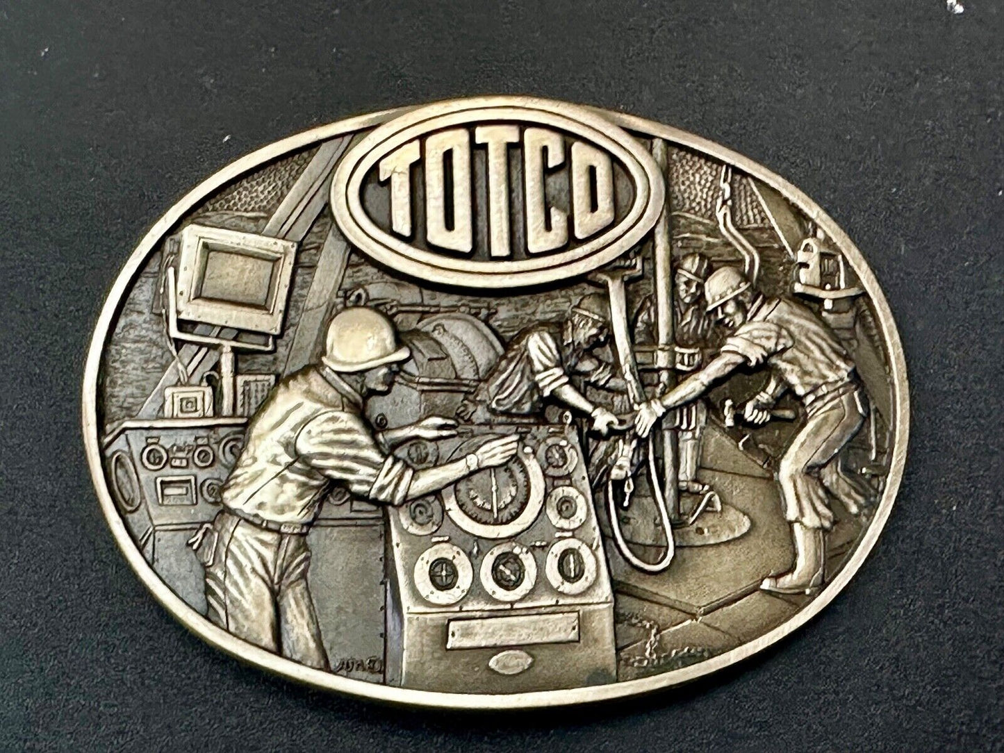 Totco Instruments Co Manufacturing vintage ADM solid brass belt buckle