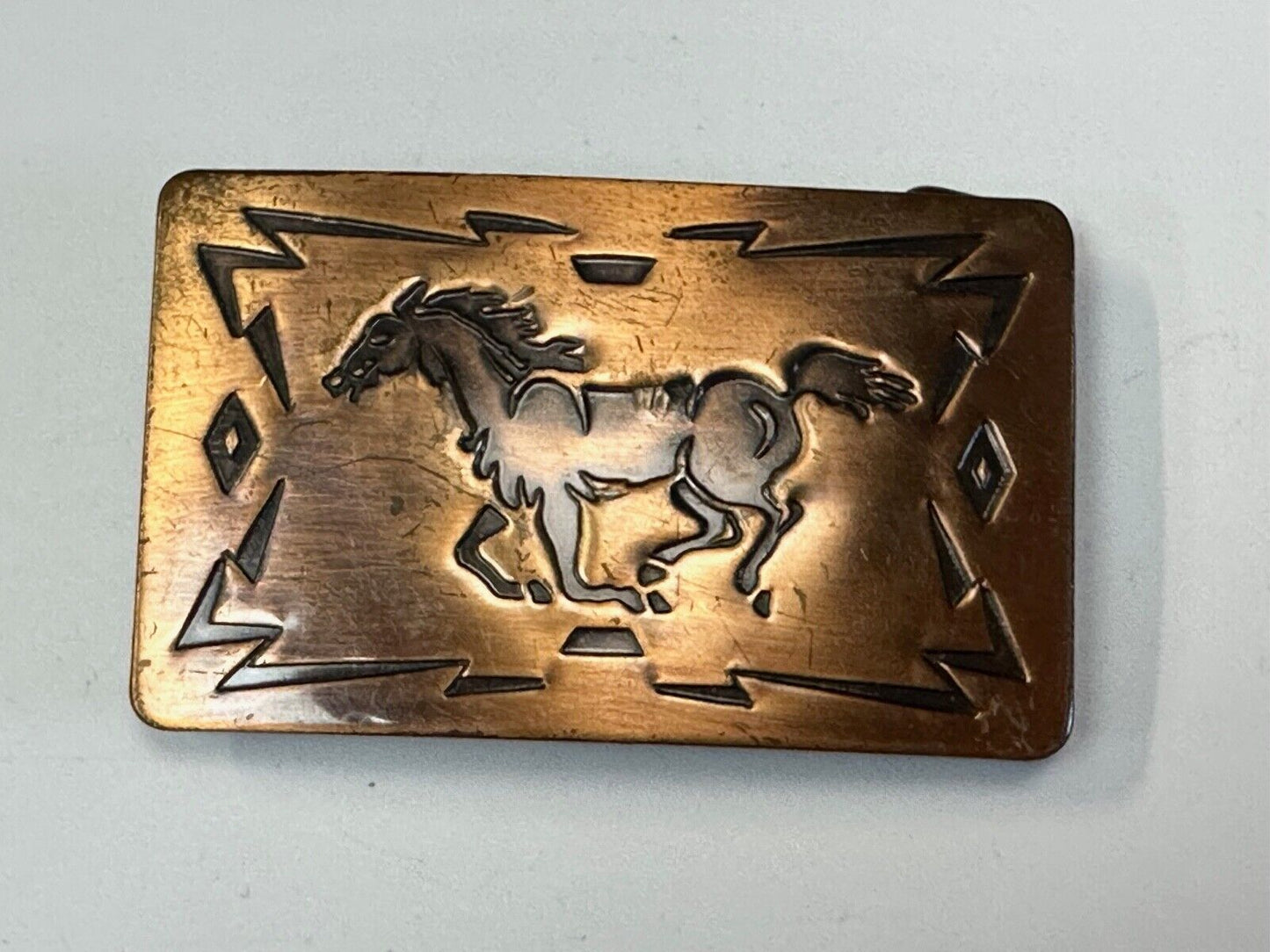 Vintage Chambers Copper Horse Belt Buckle Made in U.S.A. Rare see pictures!