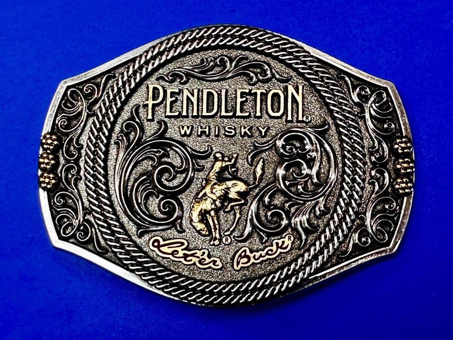 2021 Pendleton Whiskey Let'er Buck Rodeo Cowboy Montana Silversmiths Belt Buckle