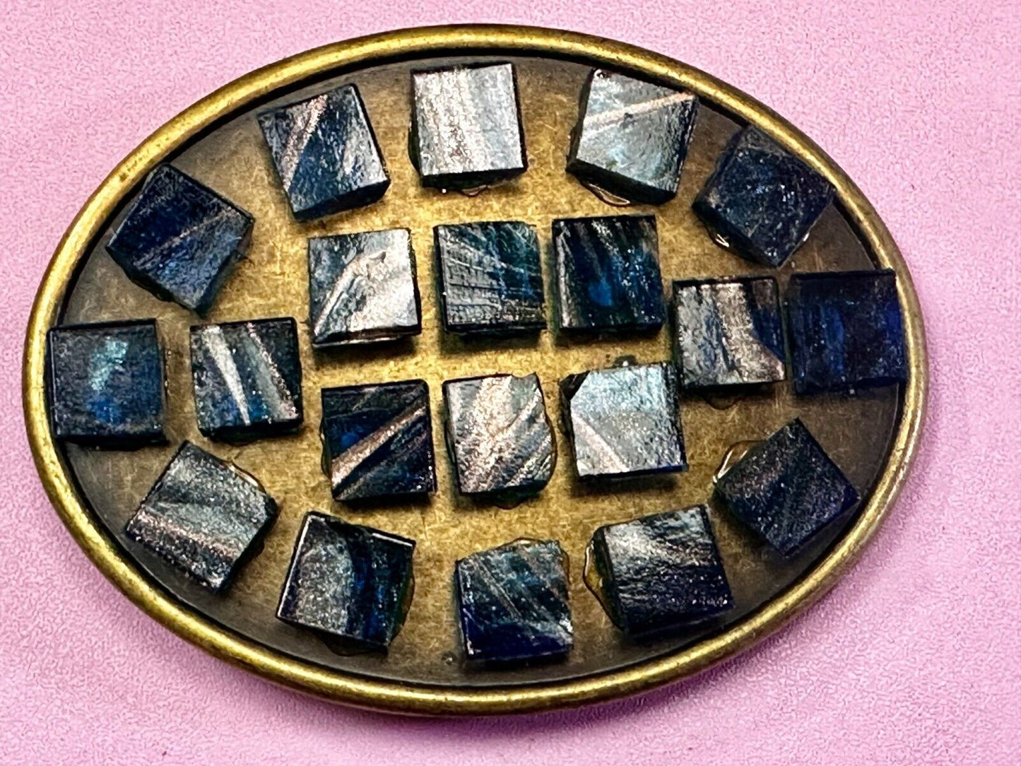Artisan Stone Cubes - Native American Indian Style? Unique Oval Belt Buckle