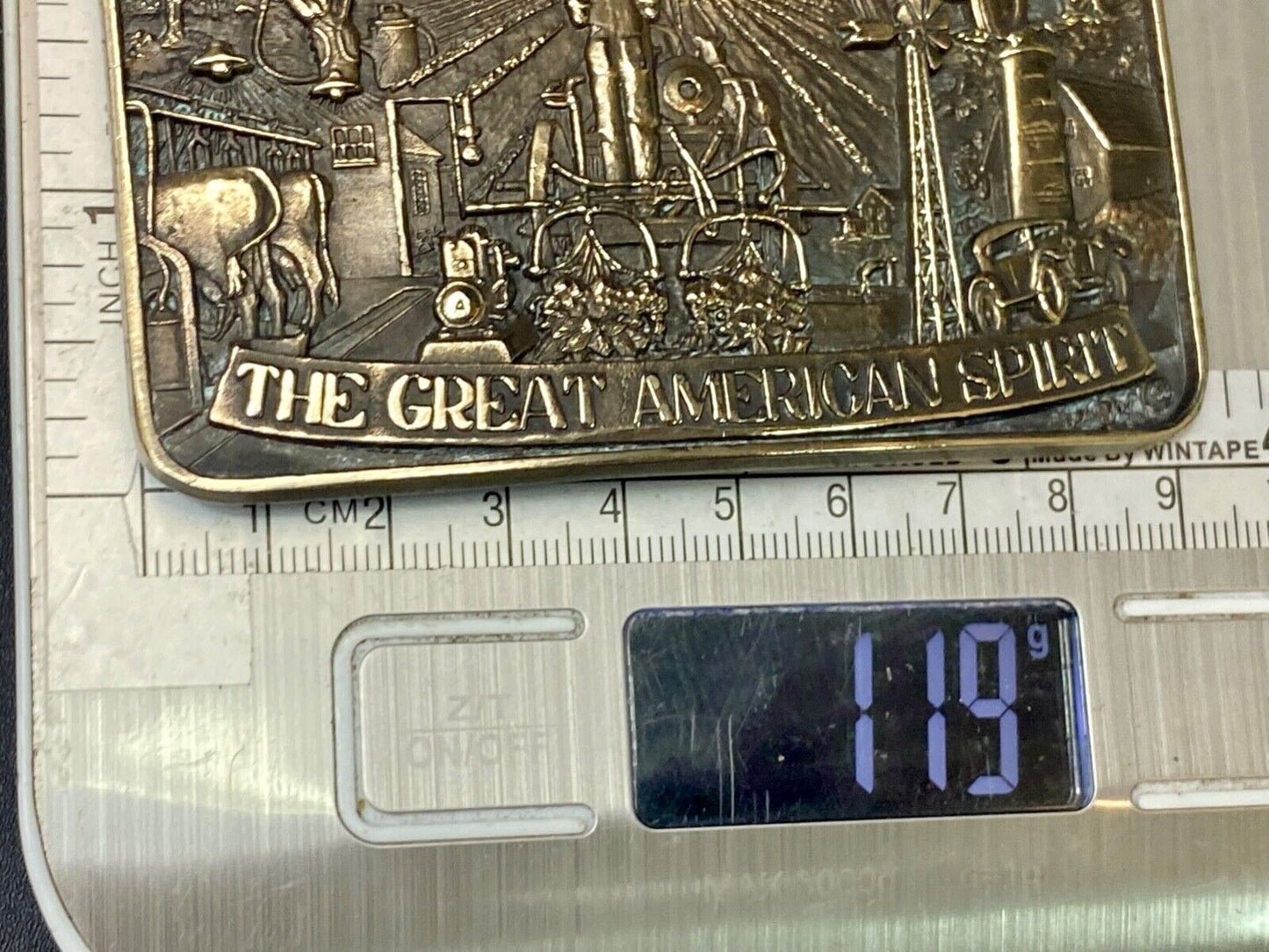 The Great American Spirit - State of MO Missouri solid brass belt buckle by ADM