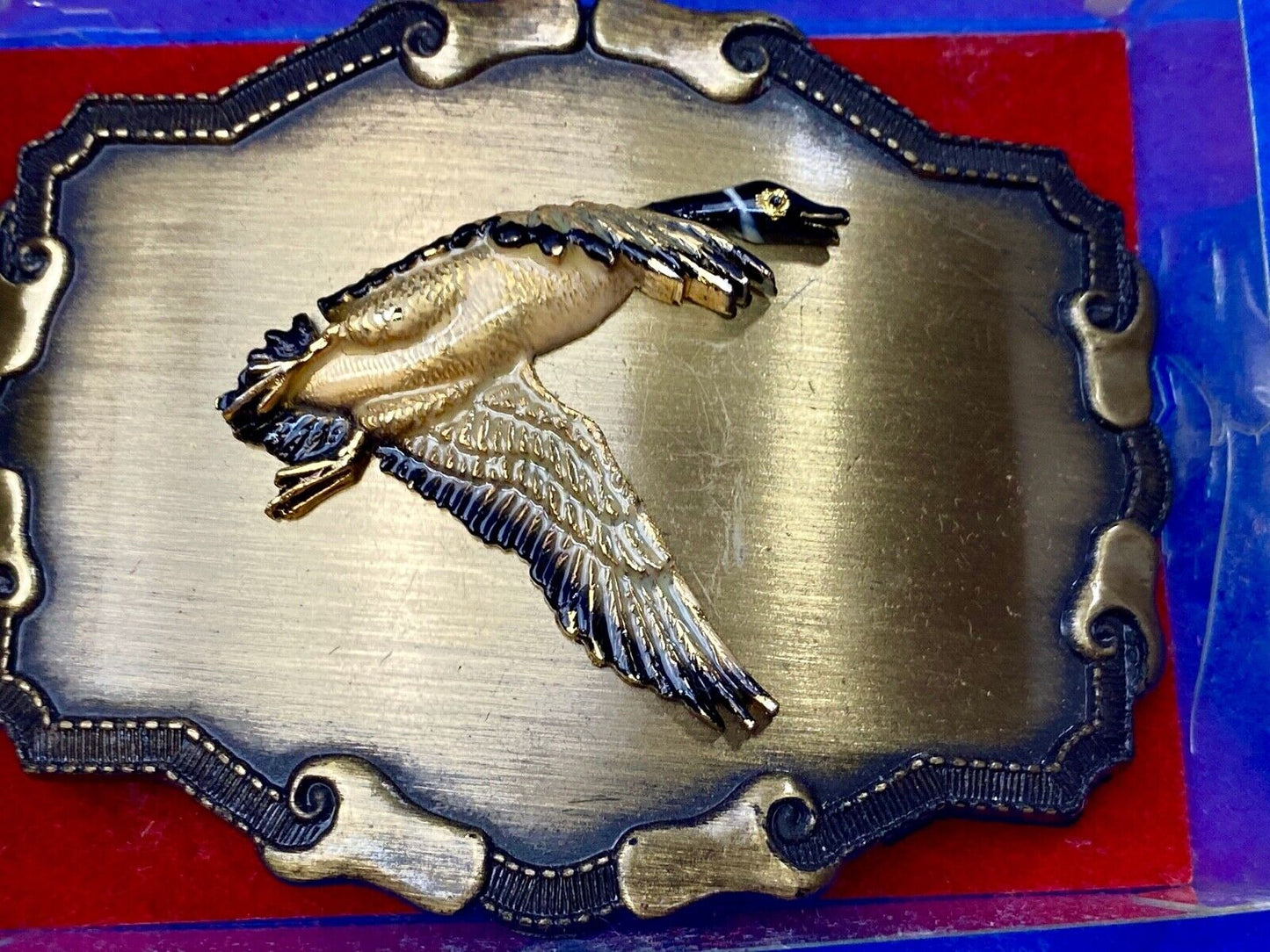 Vintage 1977 GOOSE Western Framed Raintree Belt Buckle - Grouse? Eagle?