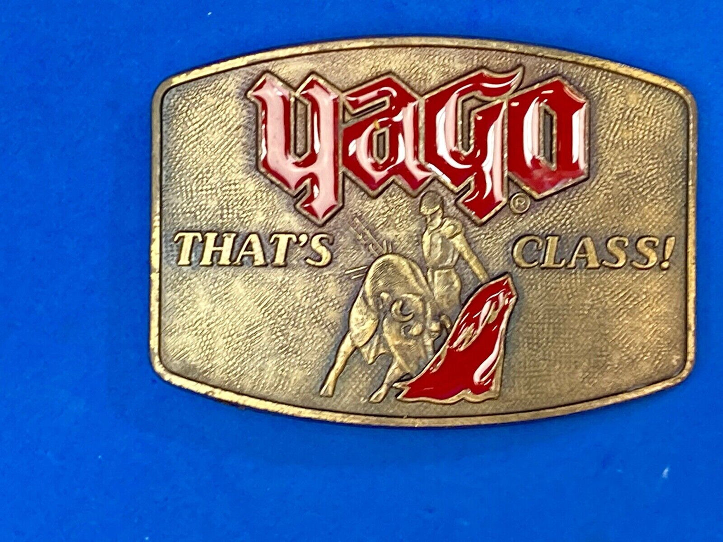 Vintage Bullfight Bull matador with red hat belt buckle YAGO - That's Class