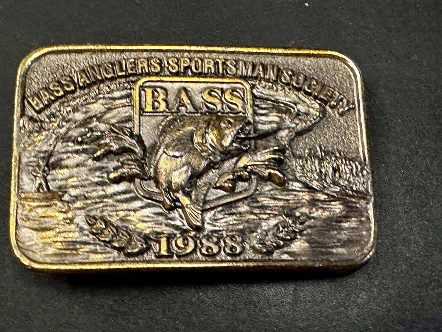 1988 Bass Anglers Sportsman Society Great American 3" Belt Buckle Co