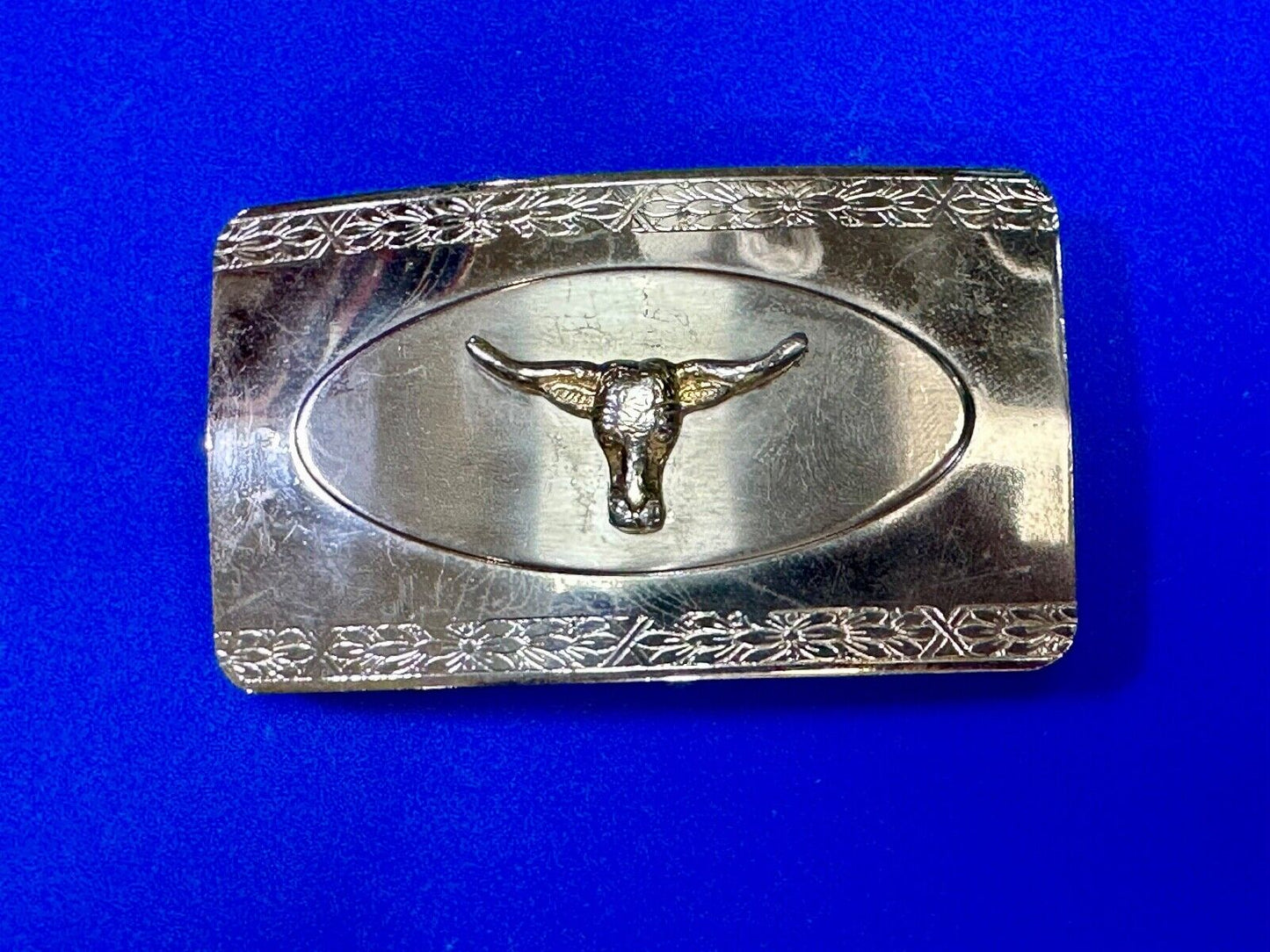 The Longhorn cow steer - cowboys cowgirls western reflective Vintage belt buckle