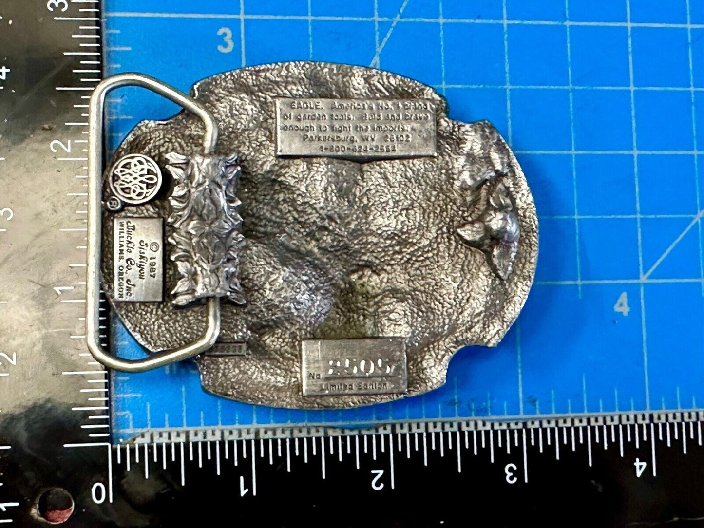 Ames Eagle Lawn and Garden Tools vintage 1987 Siskiyou belt buckle