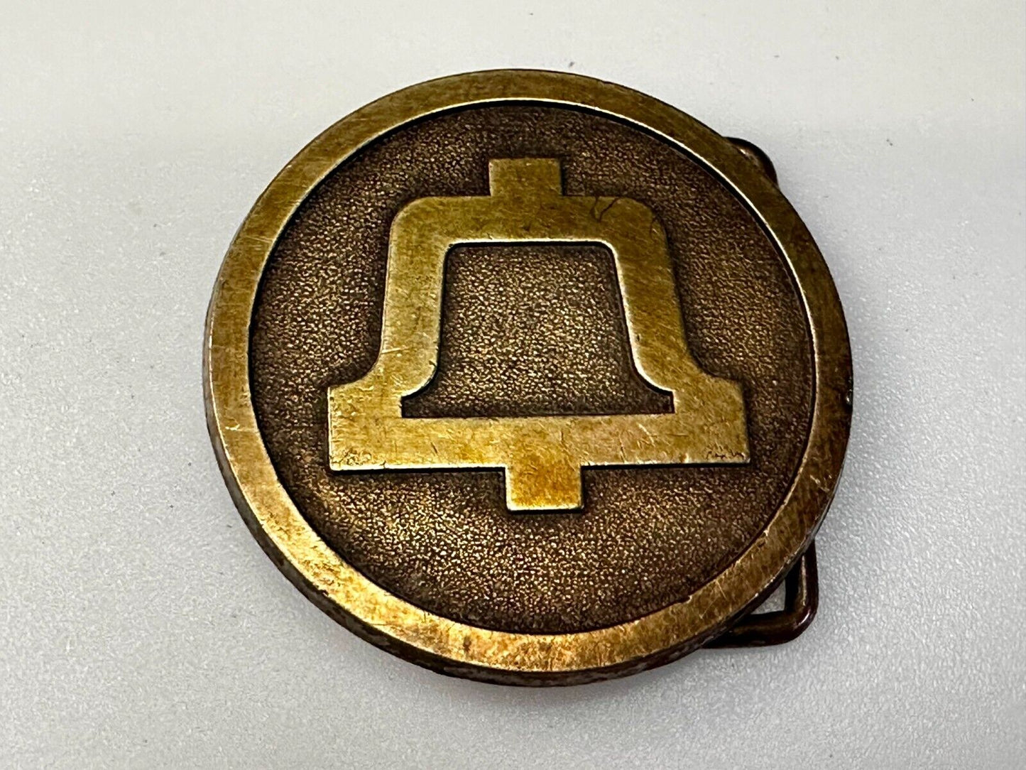 Bell Telephone Lineman Brass Tone Vintage round logo Belt Buckle
