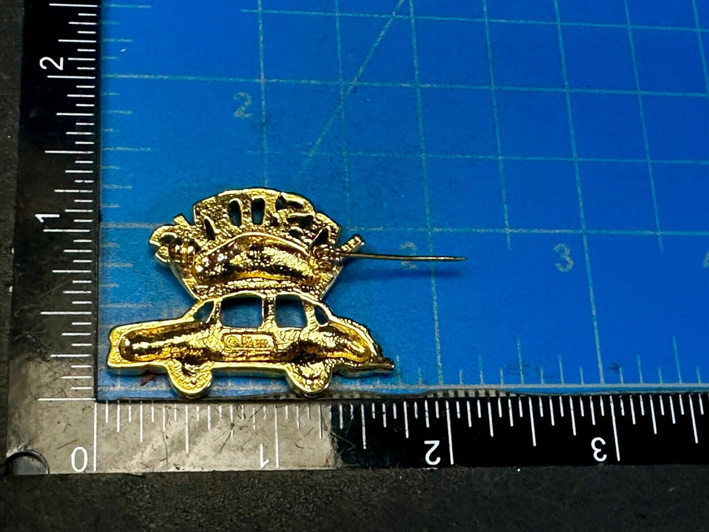 Traveling Nurses in Car Medical EMT Vintage Gold Tone Brooch / Pin by Ren