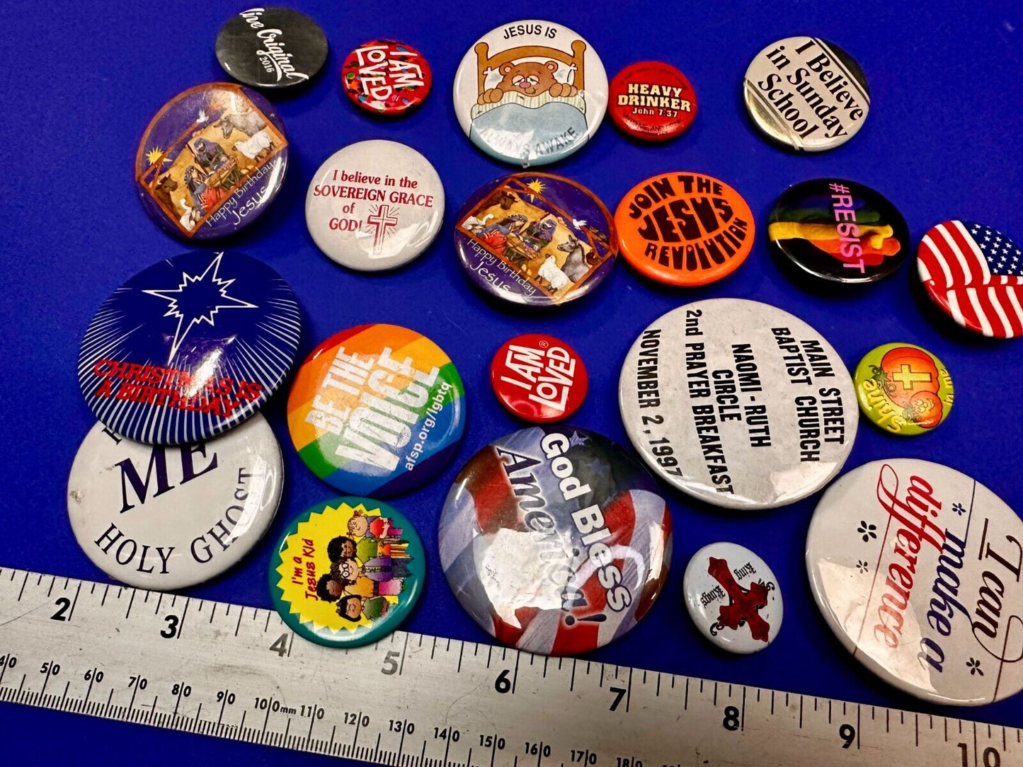 20 Religious Button Pins Pinbacks Mixed Lot Grab Bag Resale Gifts!