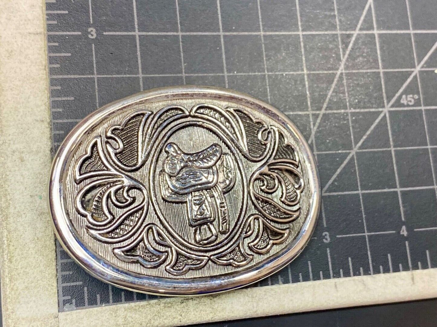 Avon Silver colored Western Saddle Belt Buckle For Any Belt up to 1 1/2 inches