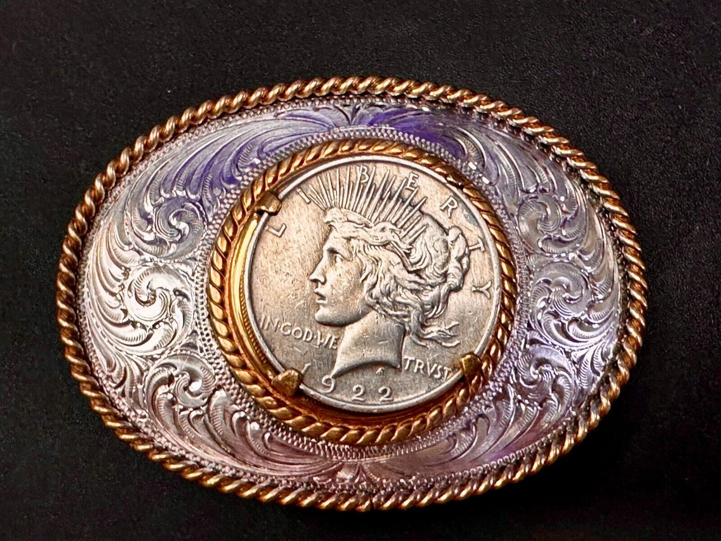 USA Peace Dollar 1922 Liberty Coin Collectors Montana Silversmiths Belt Buckle