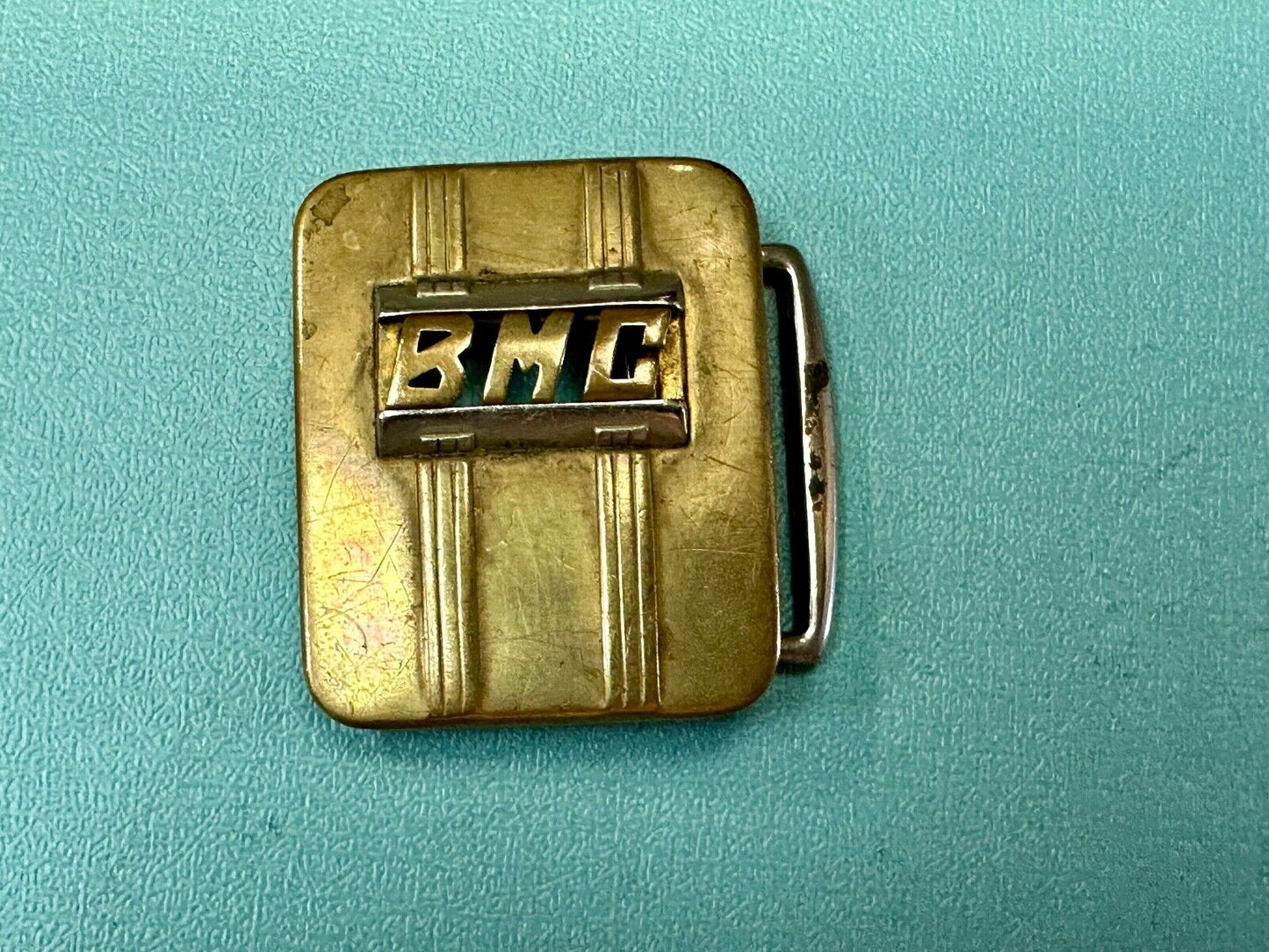 Vintage Art Deco Initials BMC belt buckle Deluxe Plate by Swank