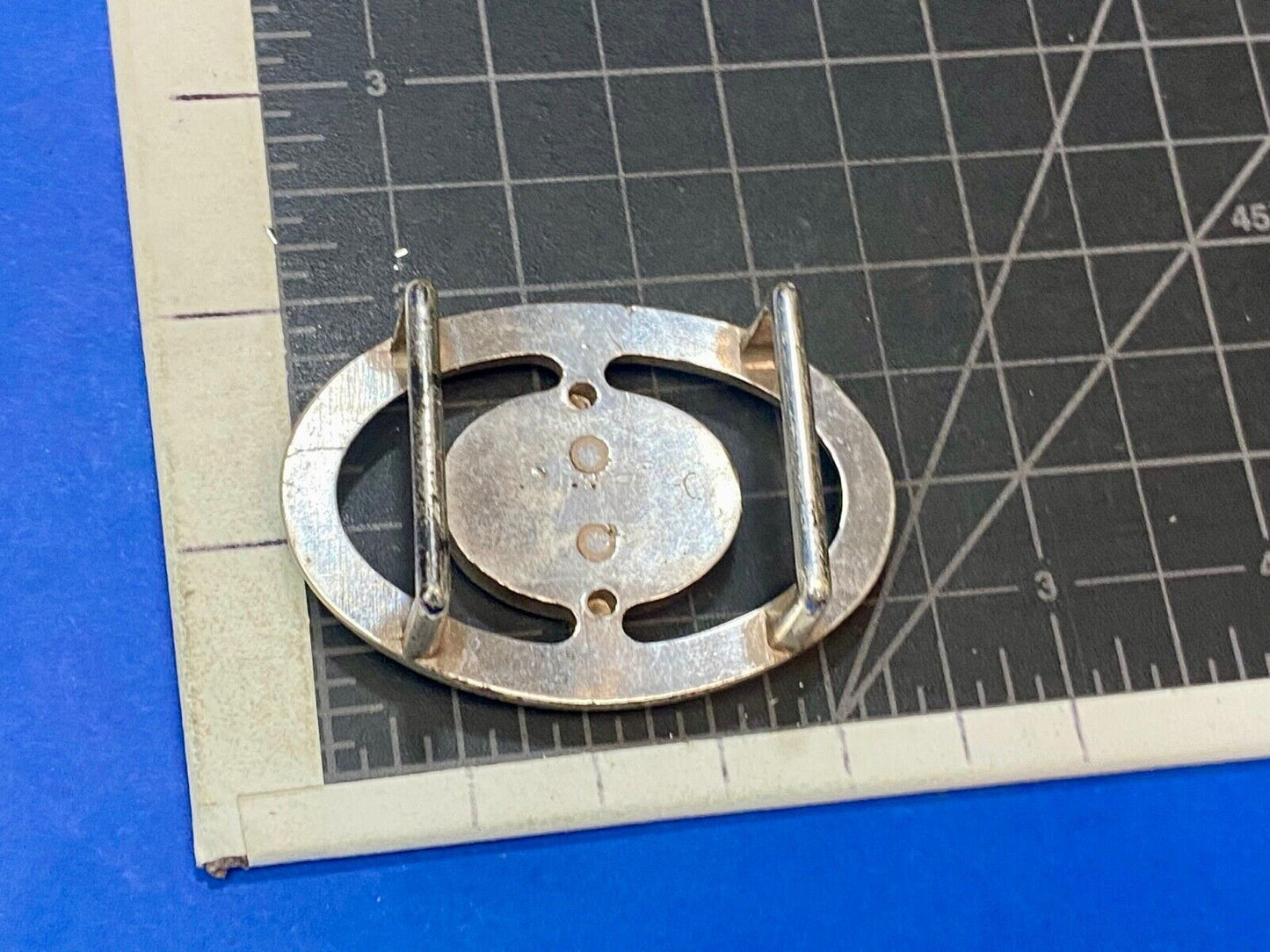 Vintage enamel? centerpiece on western silver tone see though 2.5" belt buckle