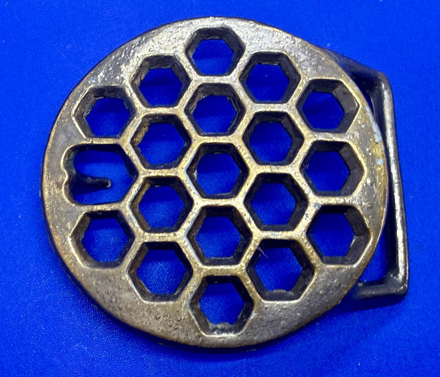 Artisan Welder Metalwork Abstract Honeycomb Open Work Vintage Belt Buckle