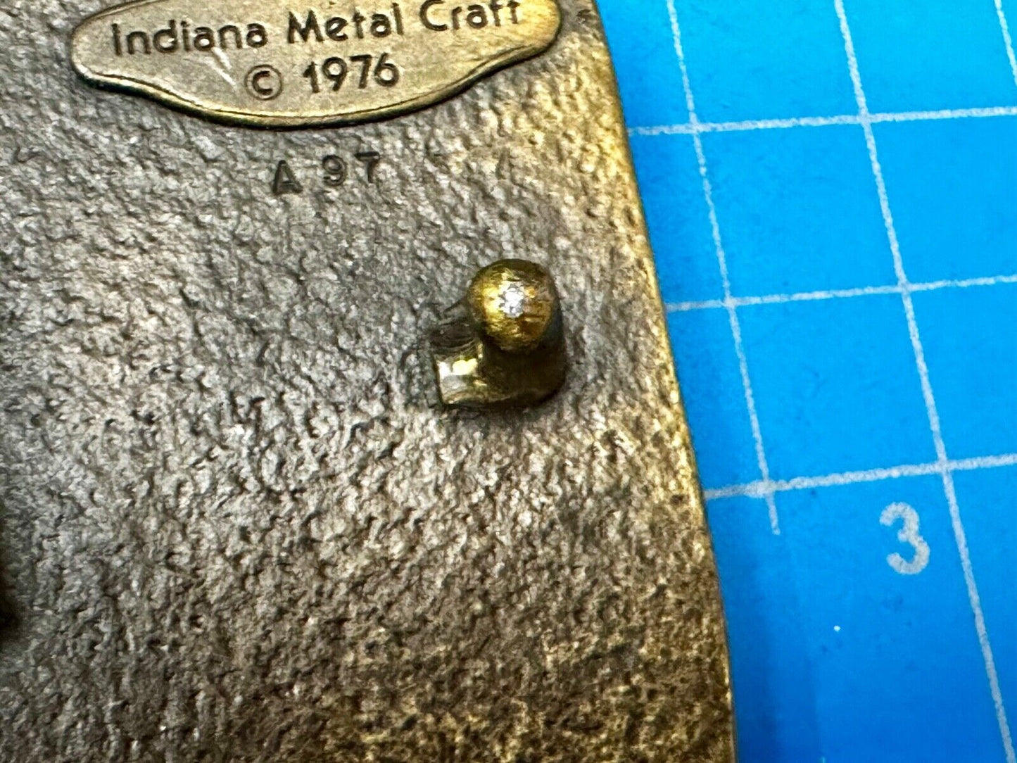 Bass Sport Fishing Vintage 1976 Indiana Metal Craft Belt Buckle
