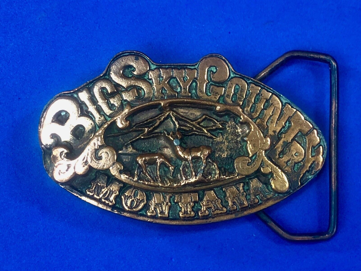 Vintage 1976 Rare Big Sky Country Montana Vintage Adezy 3D Copper Belt Buckle