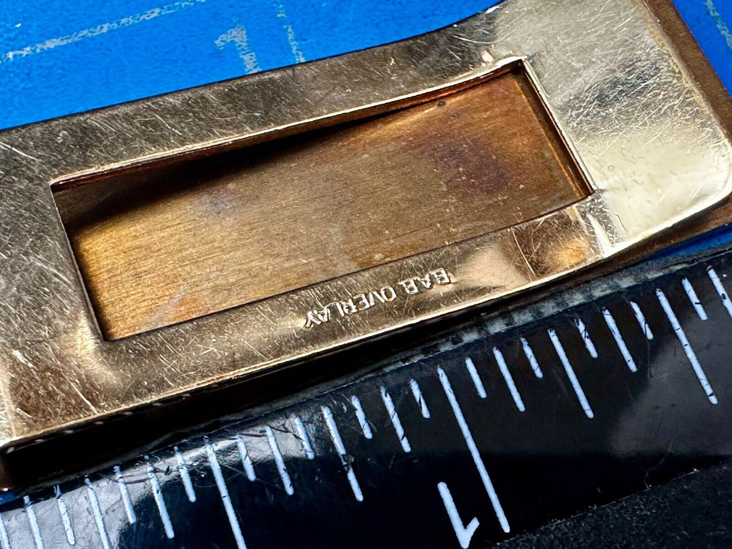 Vintage B.A.Ballou Gold B.A.B. Overlay Engraved Money Clip Holder