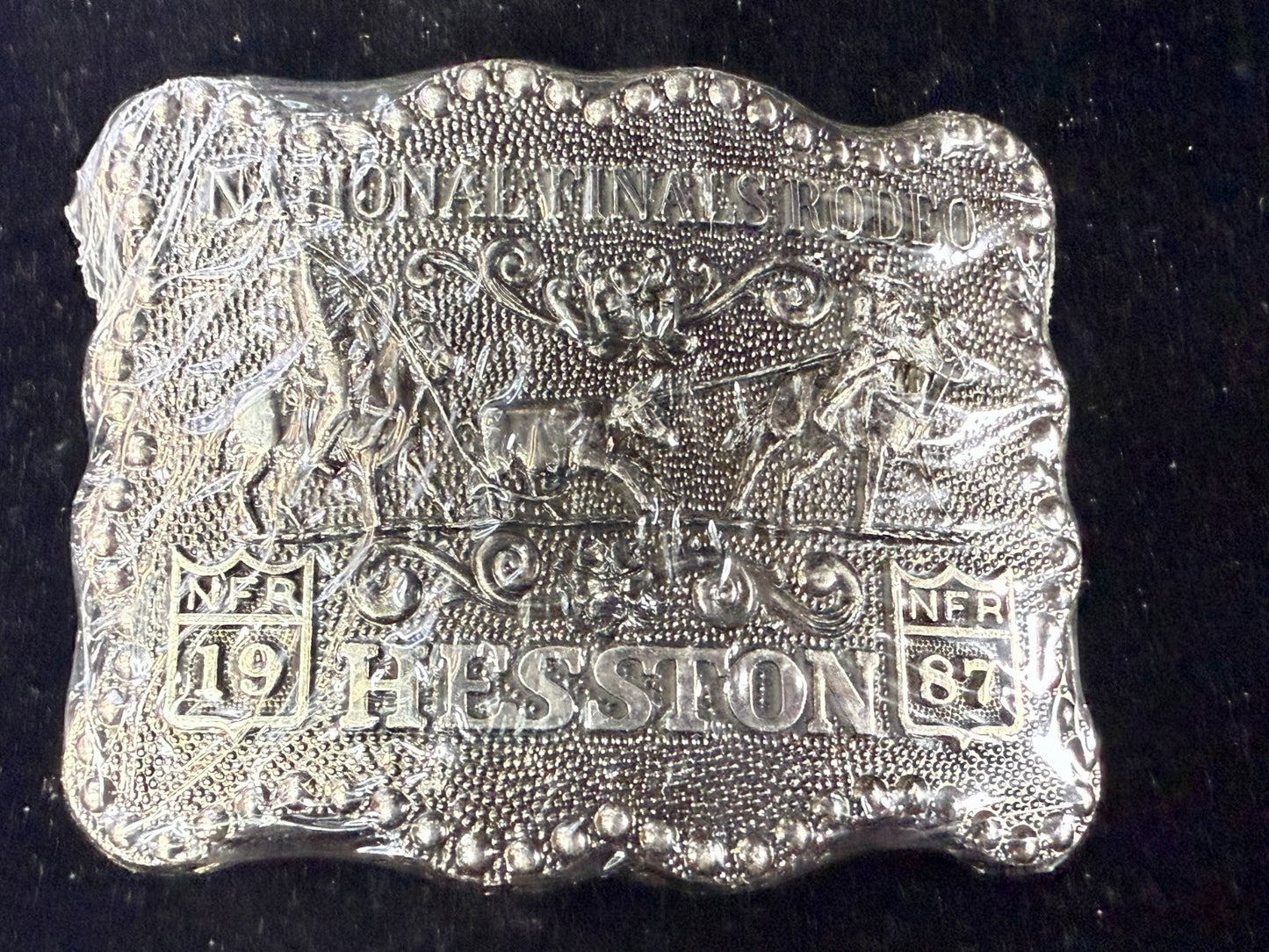 1987 Hesston NFR National Finals Rodeo Calf Roping NOS Belt Buckle