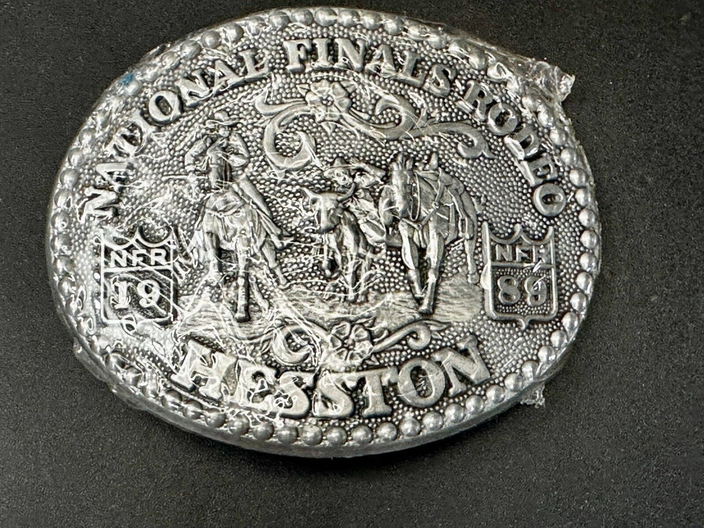 1989 Hesston National Finals Rodeo NFR Cowboys NOS Adult Size Belt Buckle