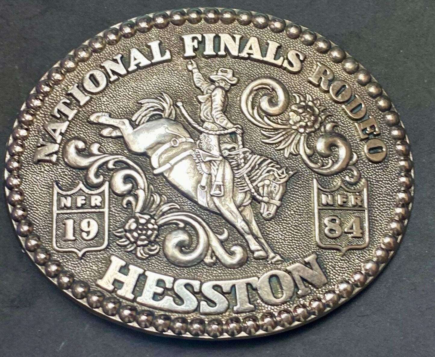 1984 NFR National Finals rodeo HESSTON Adult Size 2nd eddn Collector Belt Buckle