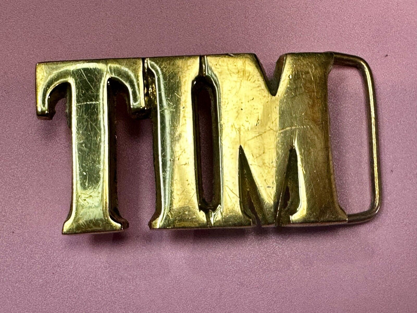 TIM Custom Name in cutout block letters solid brass belt buckle - Taiwan ROC