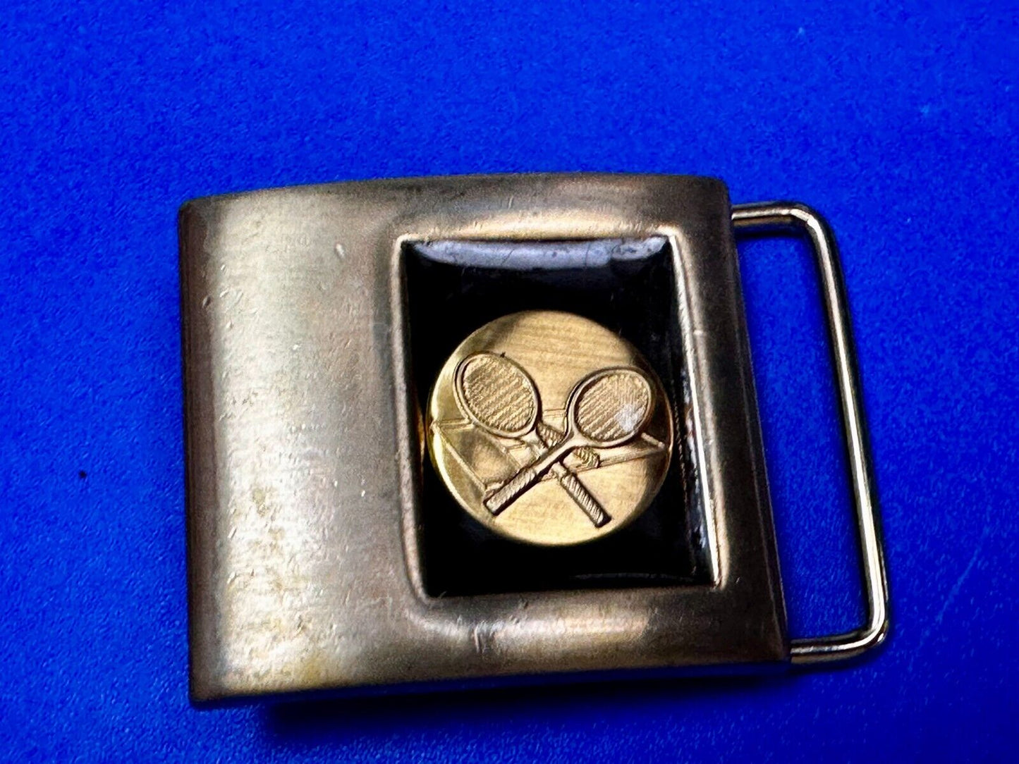 Two Tennis Racquet Sports Gold & Black Tone Belt Buckle by Lee N.Y USA