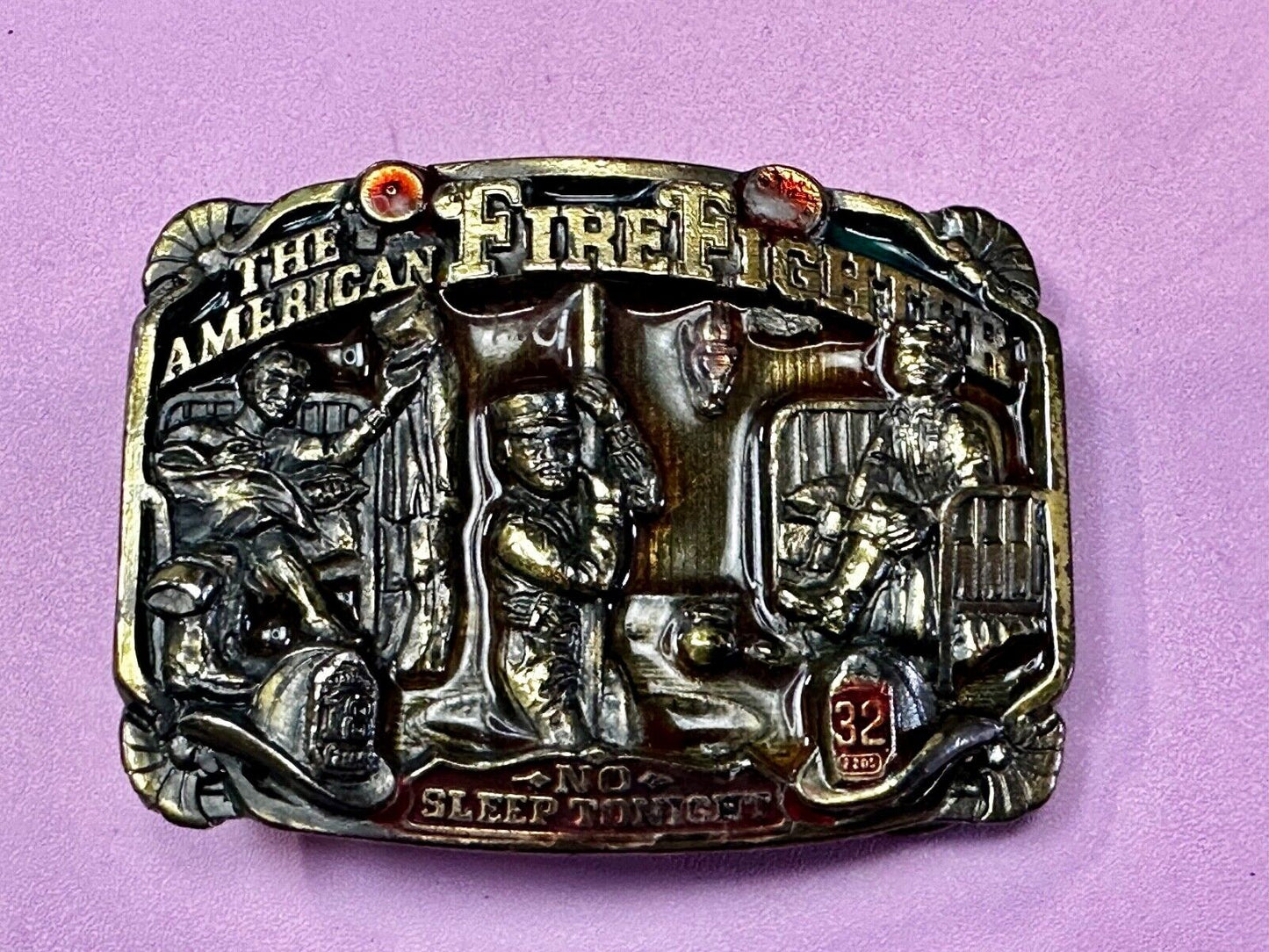 1986 The American Fire Fighter - No Sleep Tonight Vintage Belt Buckle