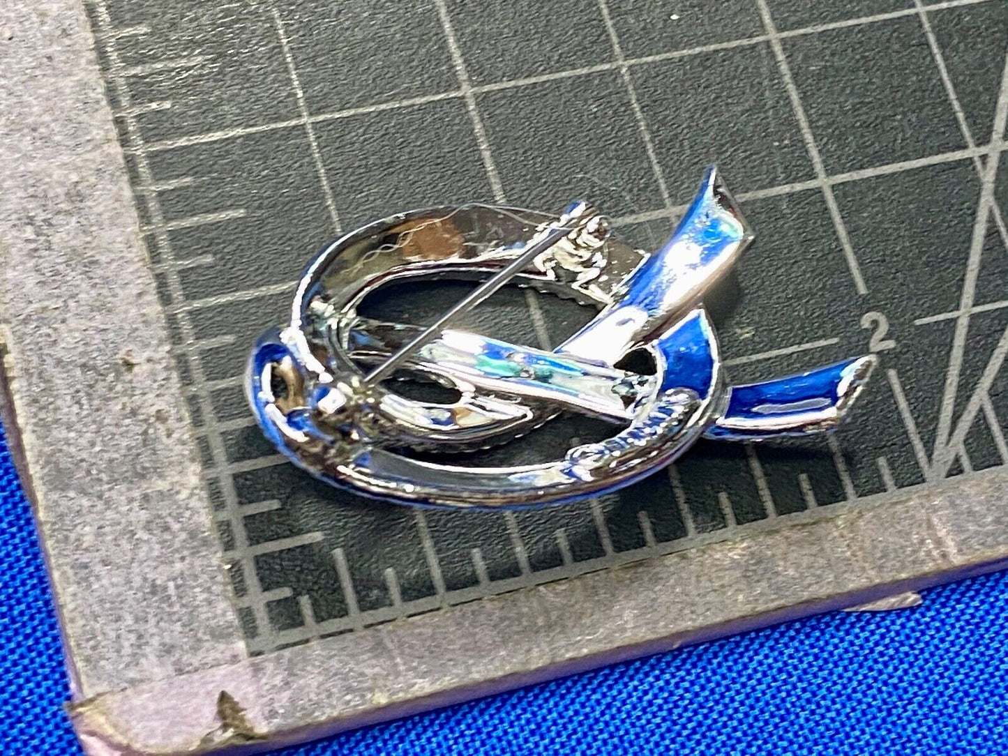 Vintage Emmons Knotted Bow Silver Tone Brooch Pin Costume Jewelry