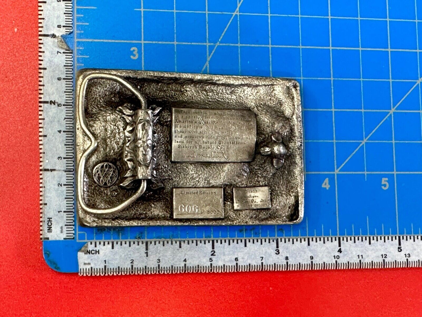 THE ROCKY MOUNTAINS** COMMEMORATIVE BELT BUCKLE VINTAGE 1983 BELT BUCKLE