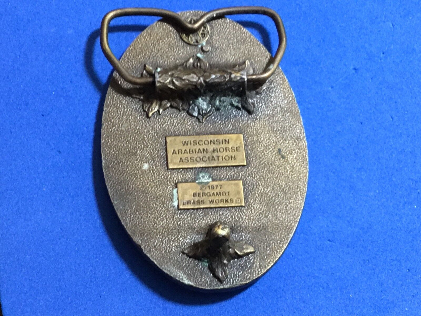 Vintage 1977 Bergamot WI Arabian Horse Assn THE BADGER RIDE belt buckle