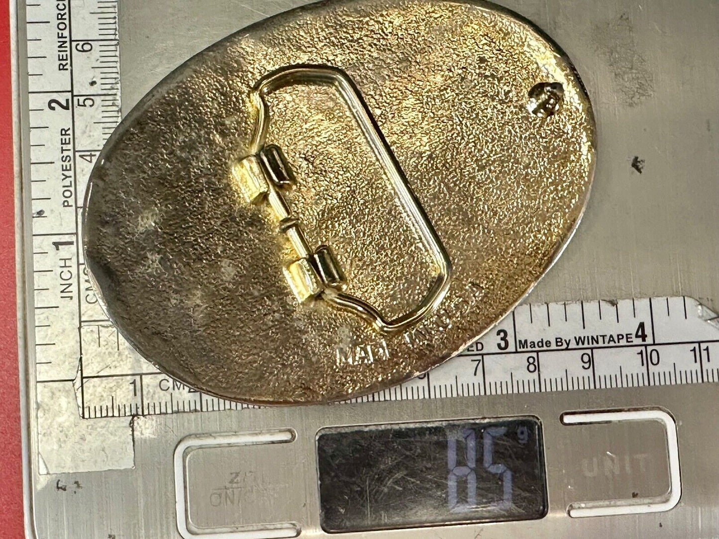 The Great State of Texas Star & Flag gold & black color USA made belt buckle