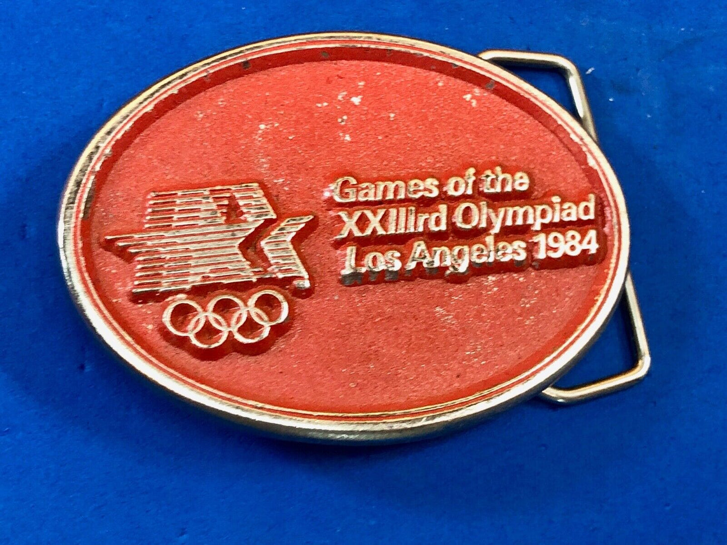 Vintage Buck Belt Buckle Made In USA 1980 LA Olympics Games 1984 Unisex logo