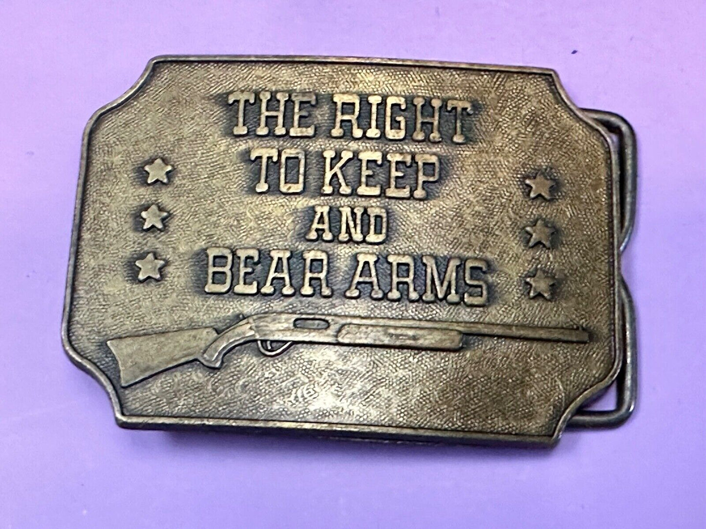the right to keep and bear arms 2nd amendment gun rights vintage belt buckle