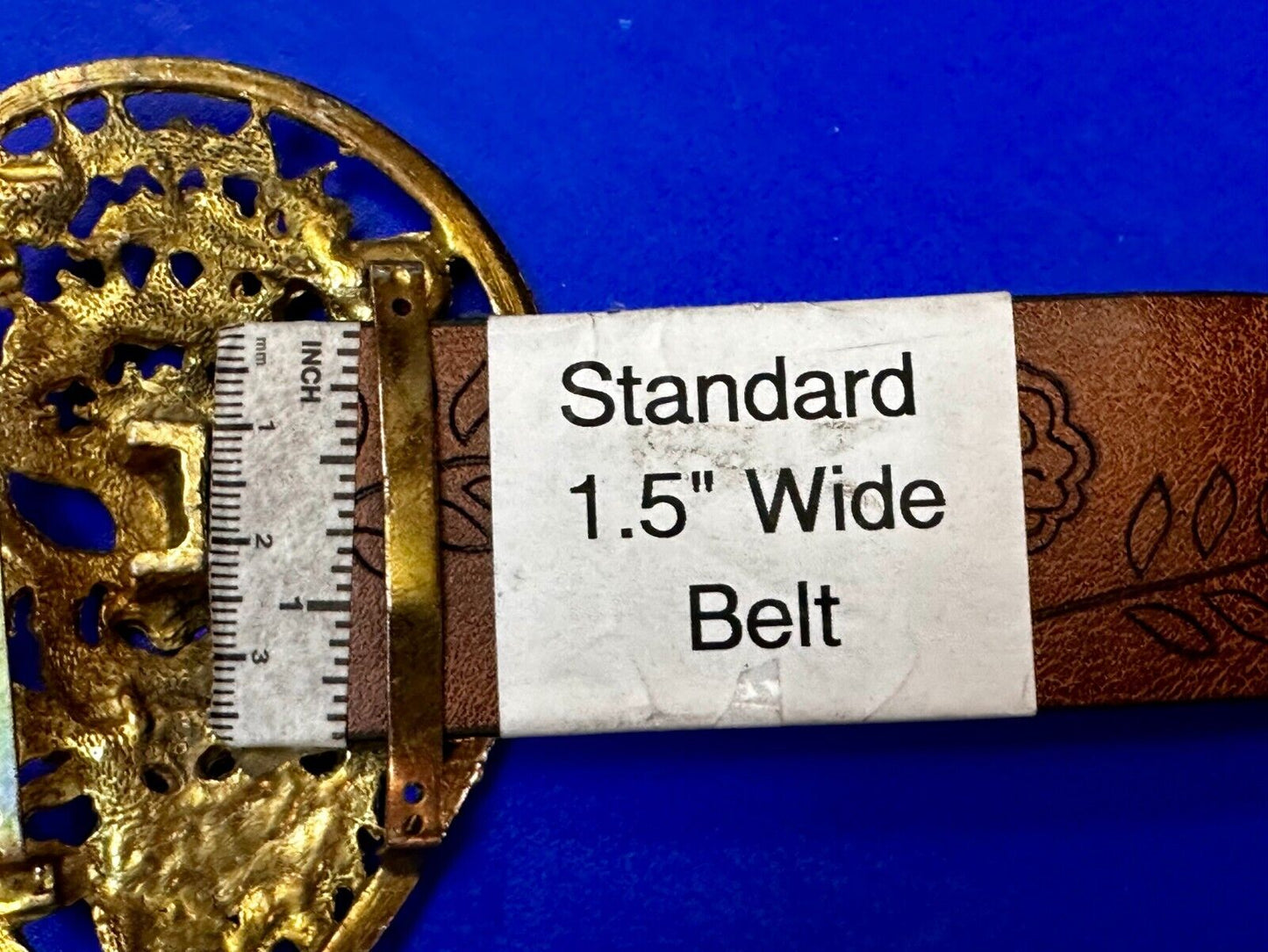 Beautiful Lion Tiger Head Vtg. Figural Cutout See Through Gold Tone Belt Buckle